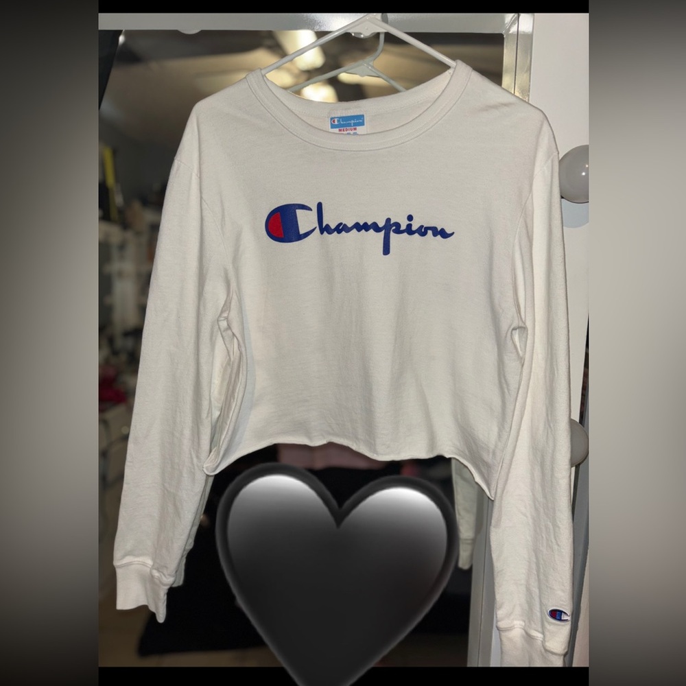 Champion White Cropped Long Sleeve Shirt